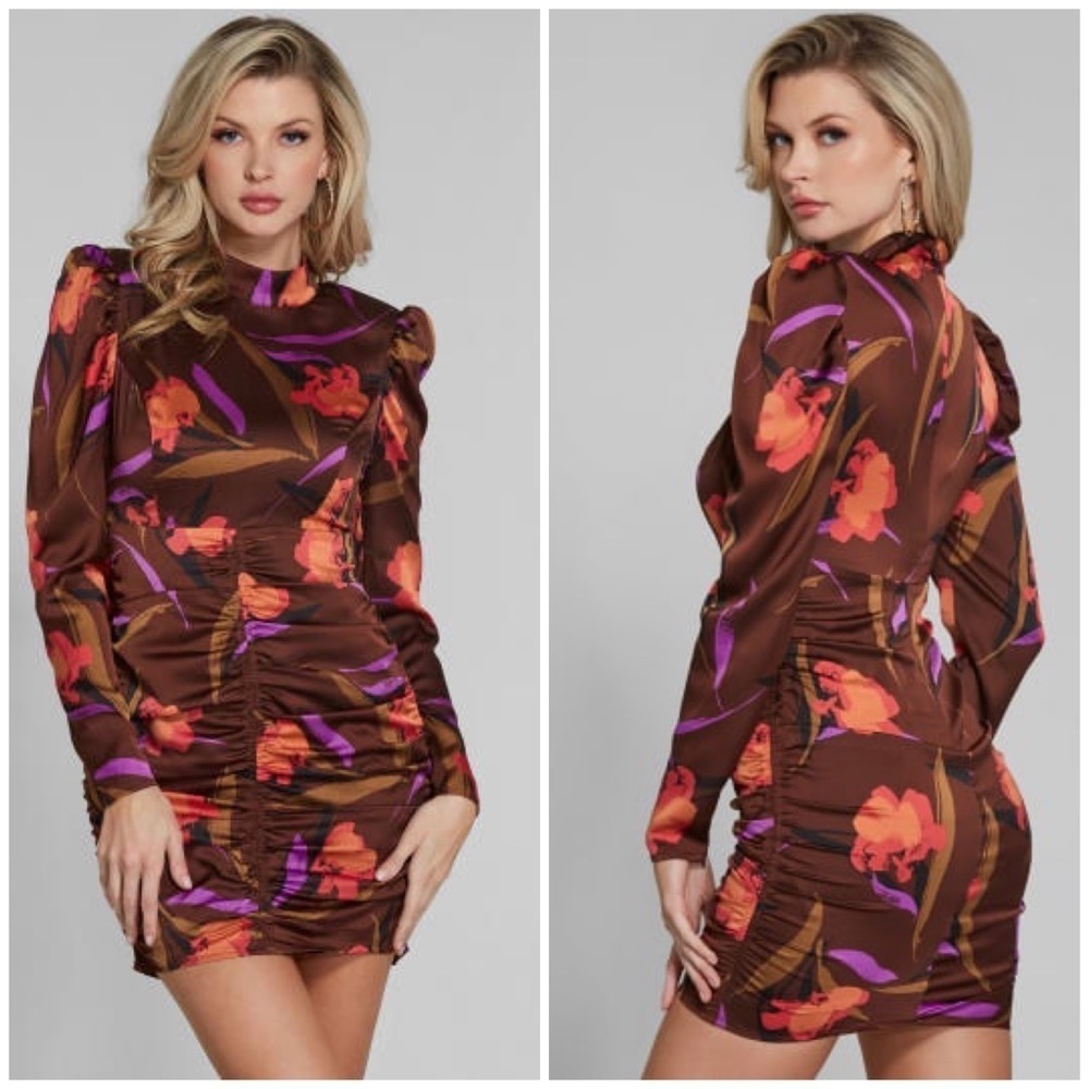GUESS BY MARCIANO Innuendo Floral Ruched Dress S